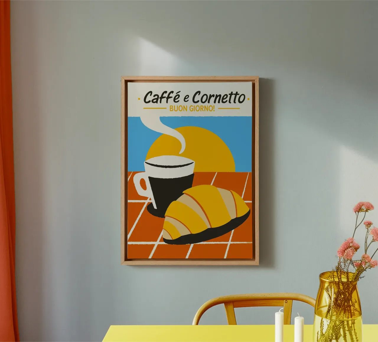cornetto al caffè tela con Cornice a cassetta da Bernadette Miller