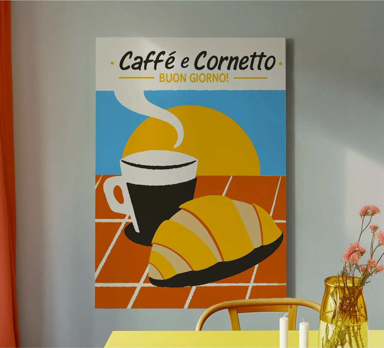 cornetto al caffè tela con Cornice a cassetta da Bernadette Miller