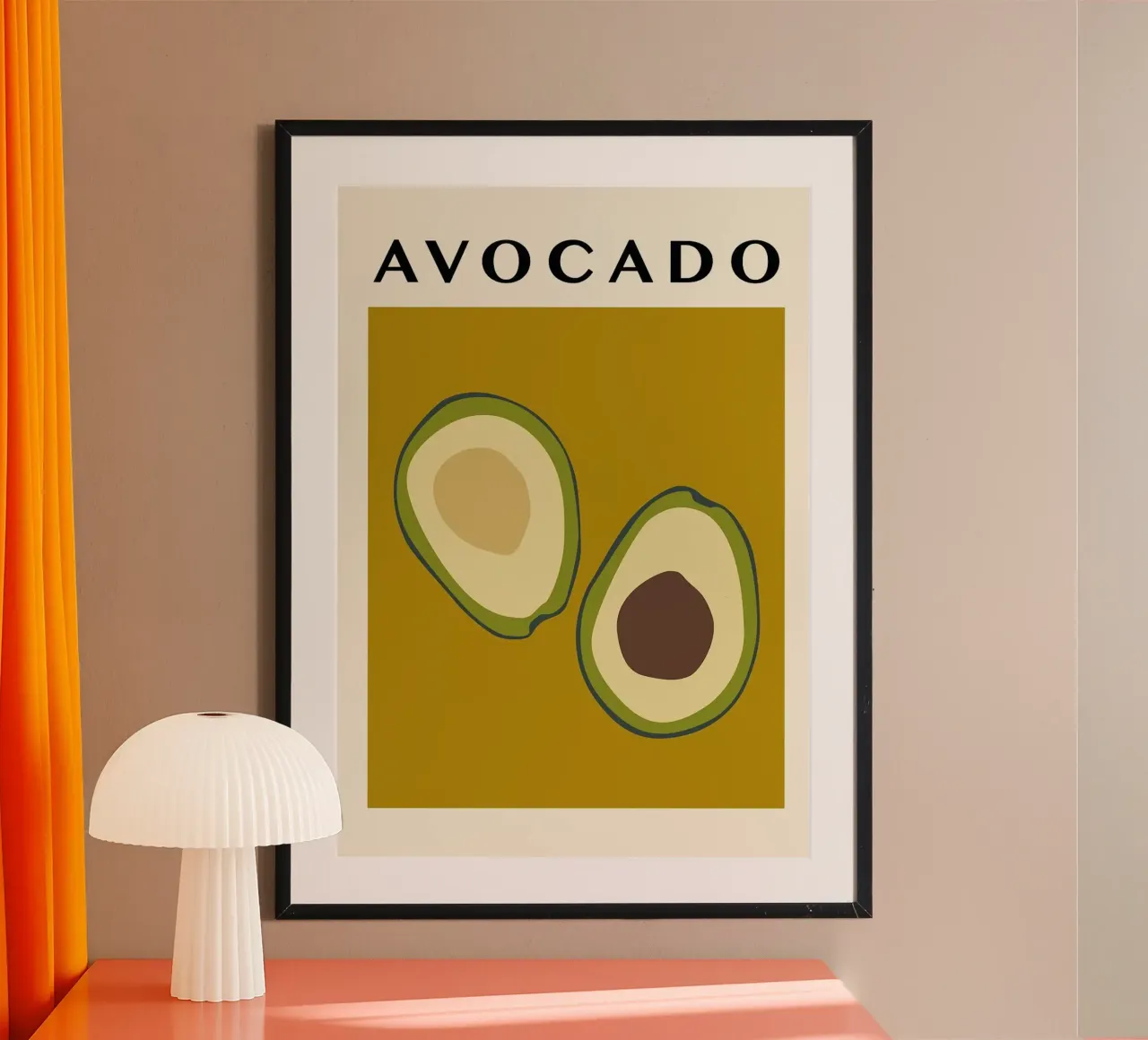 avocado frutto poster con telaio in alluminio da Bernadette Miller