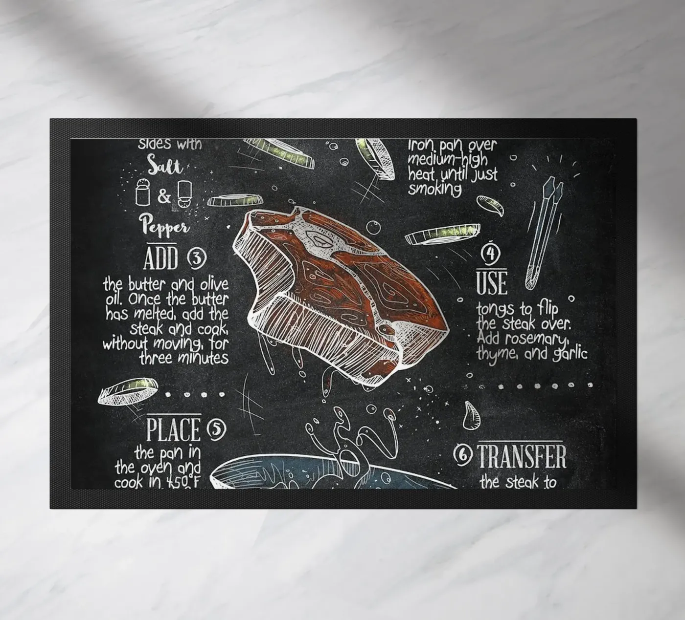 beef steak doormat by Bernadette Miller