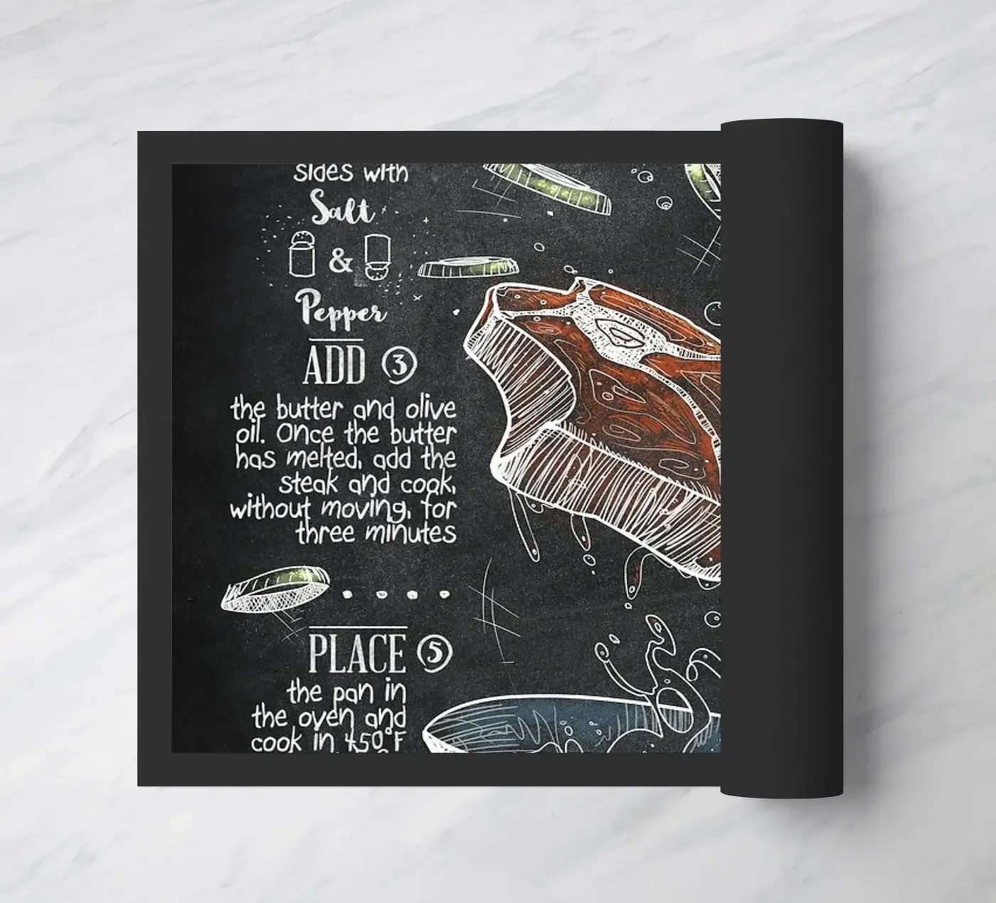 beef steak doormat by Bernadette Miller