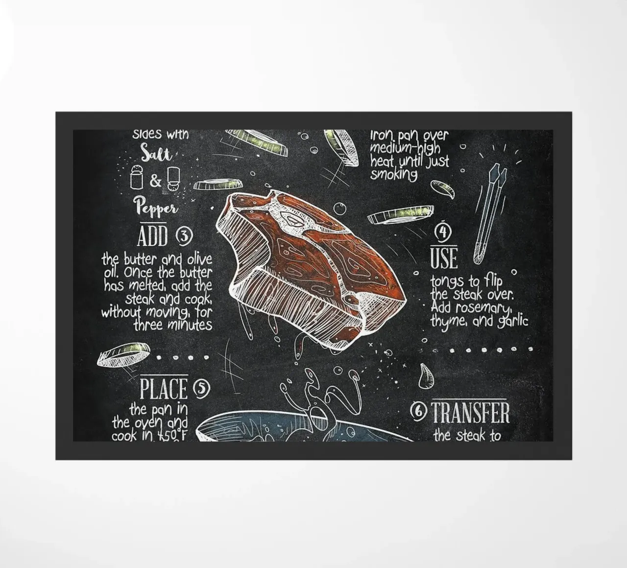 beef steak doormat by Bernadette Miller