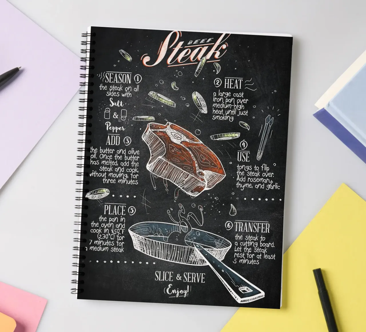beef steak spiral notebook by Bernadette Miller