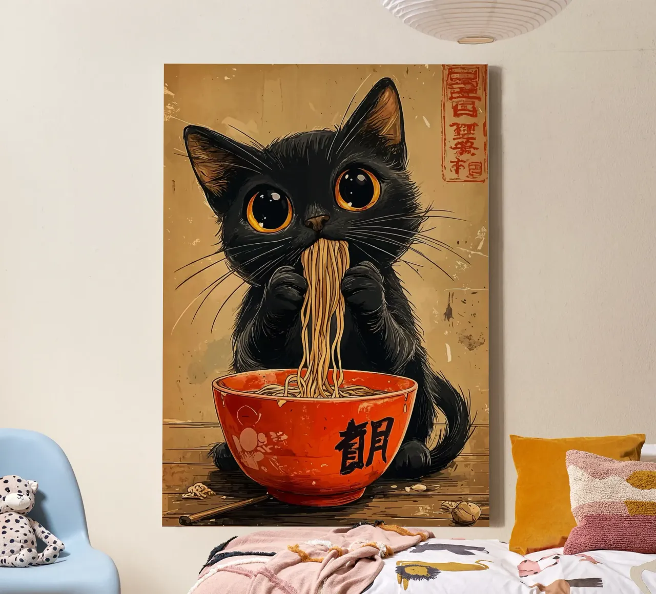 ciotola per tagliatelle di gatto nero tela con Cornice a cassetta da Bernadette Miller