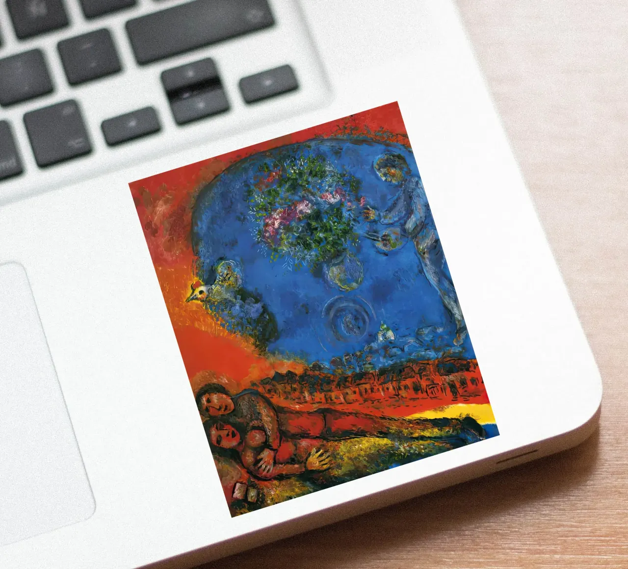 Couple on a Red Background - Marc Chagall sticker by MC Exhebition