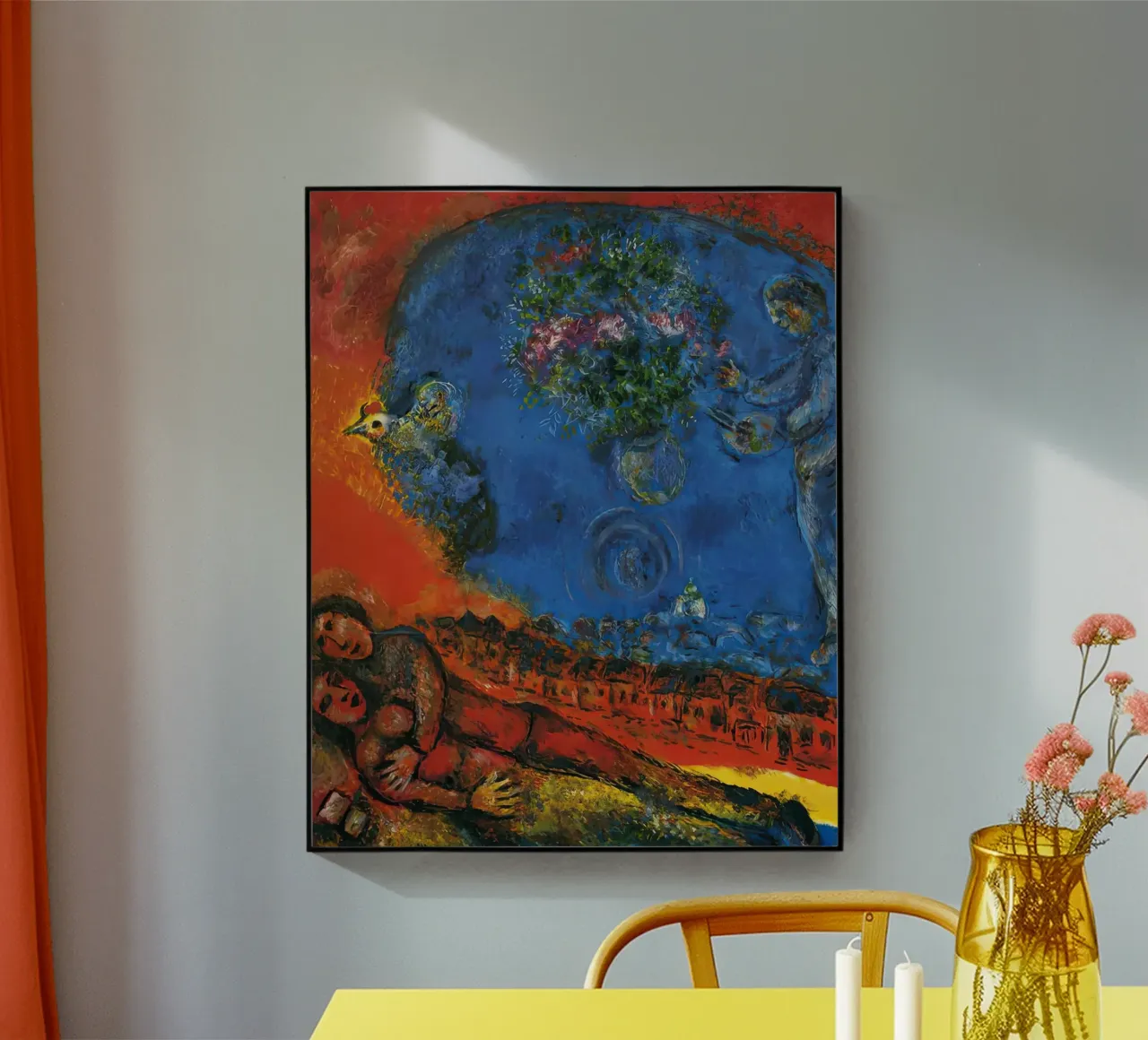 Coppia su sfondo rosso - Marc Chagall plexiglass da MC Exhebition