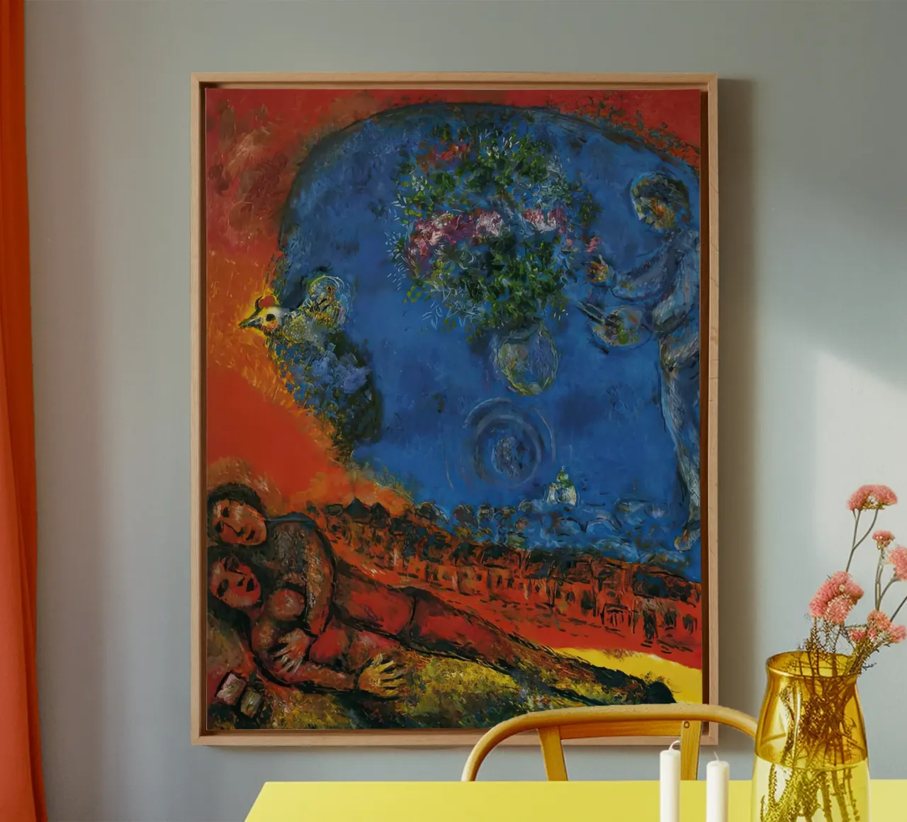 Couple on a Red Background - Marc Chagall canvas by MC Exhebition