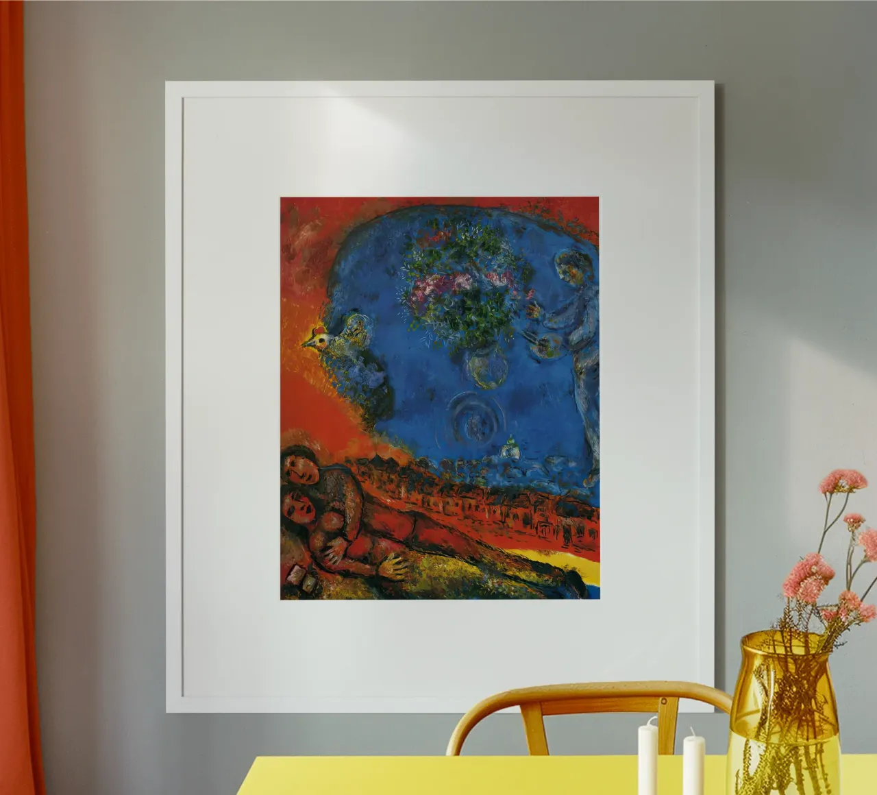 Coppia su sfondo rosso - Marc Chagall poster da MC Exhebition