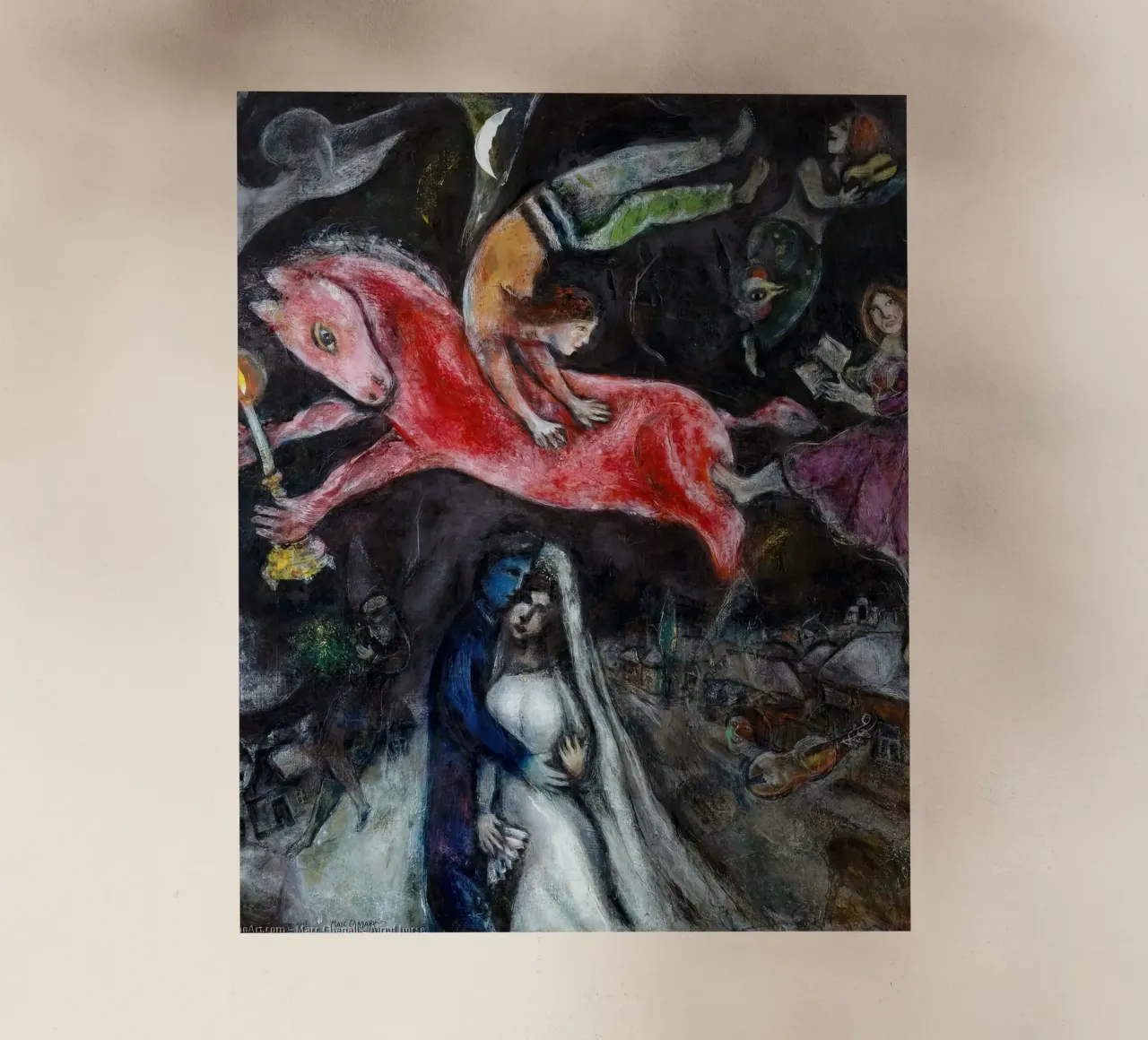 Marc Chagall Un caballo rojo lámina retroiluminada de MC Exhebition