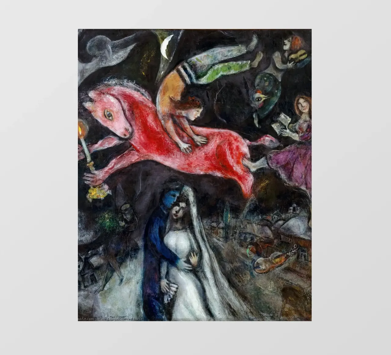 Marc Chagall Un caballo rojo lámina retroiluminada de MC Exhebition