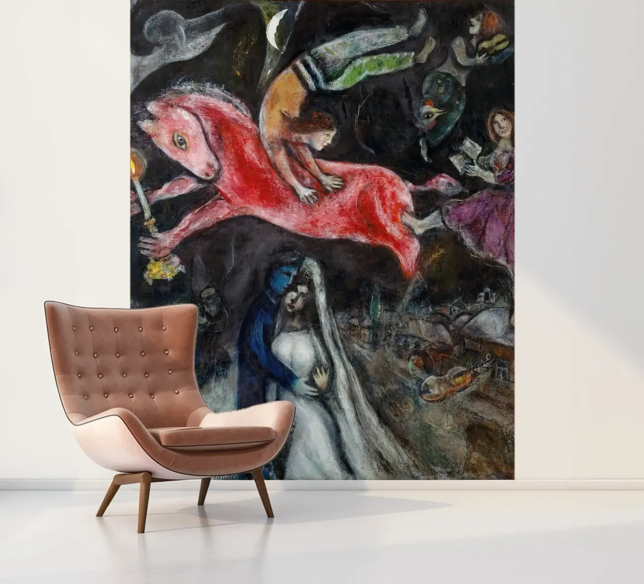 Marc Chagall Un caballo rojo papel para pared de MC Exhebition