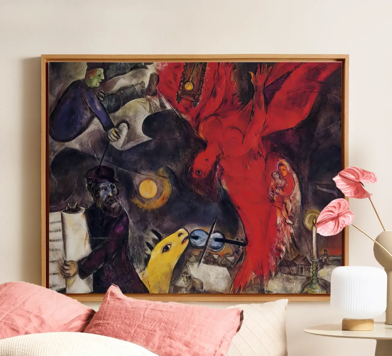 Marc Chagall L'angelo che cade tela con Cornice a cassetta da MC Exhebition