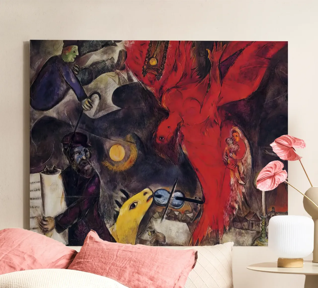 Marc Chagall L'angelo che cade tela con Cornice a cassetta da MC Exhebition