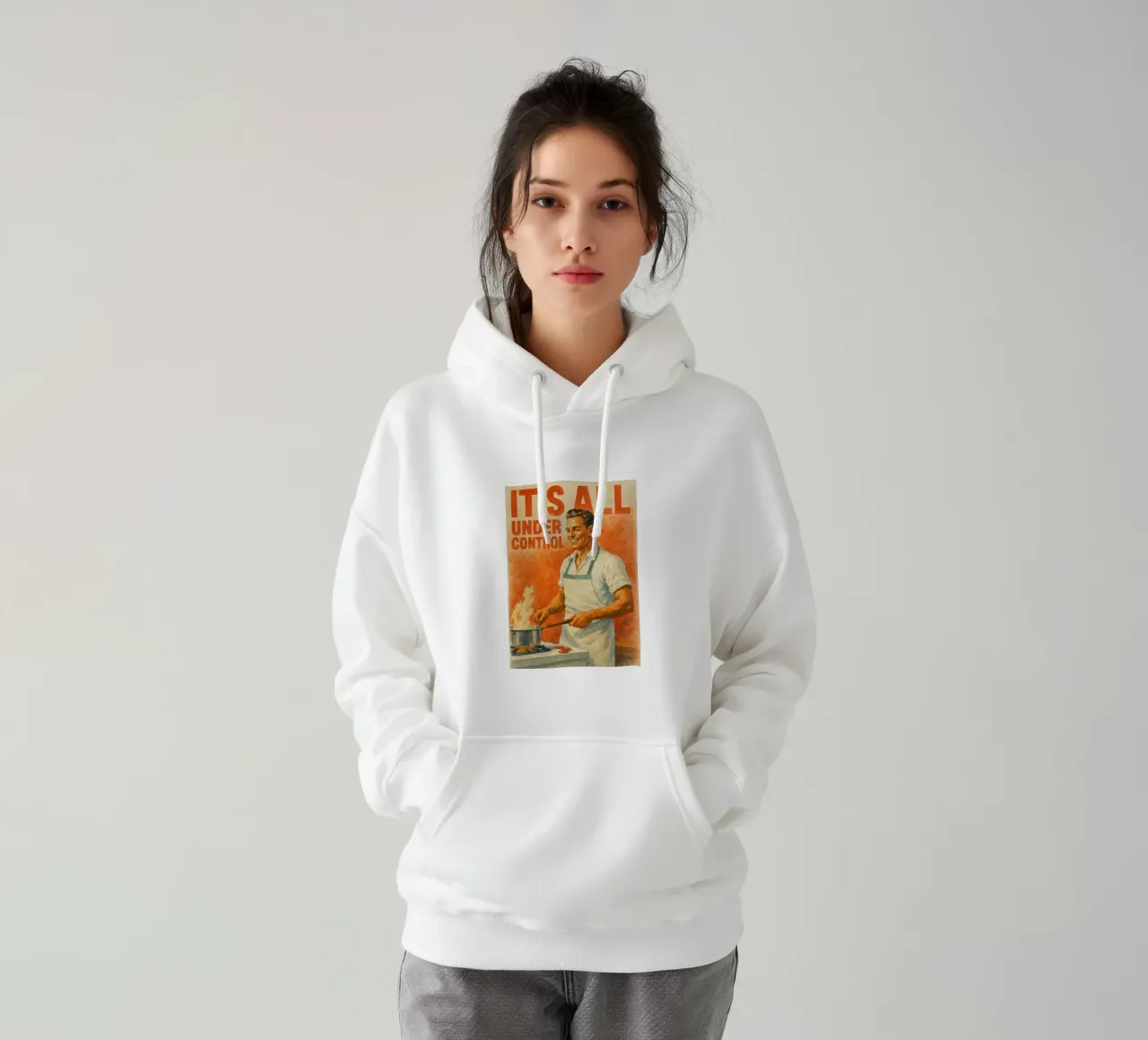 hombre cocinando todo bajo control divertido sudadera con capucha de pakazi