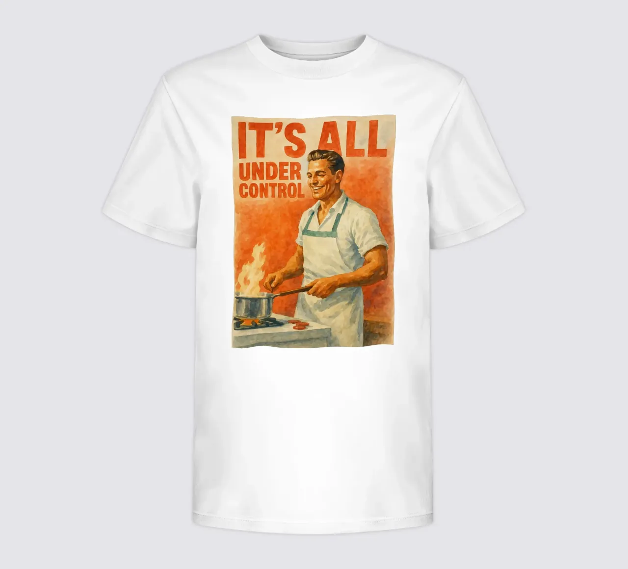 man cooking its all under control funny kids t-shirt by pakazi