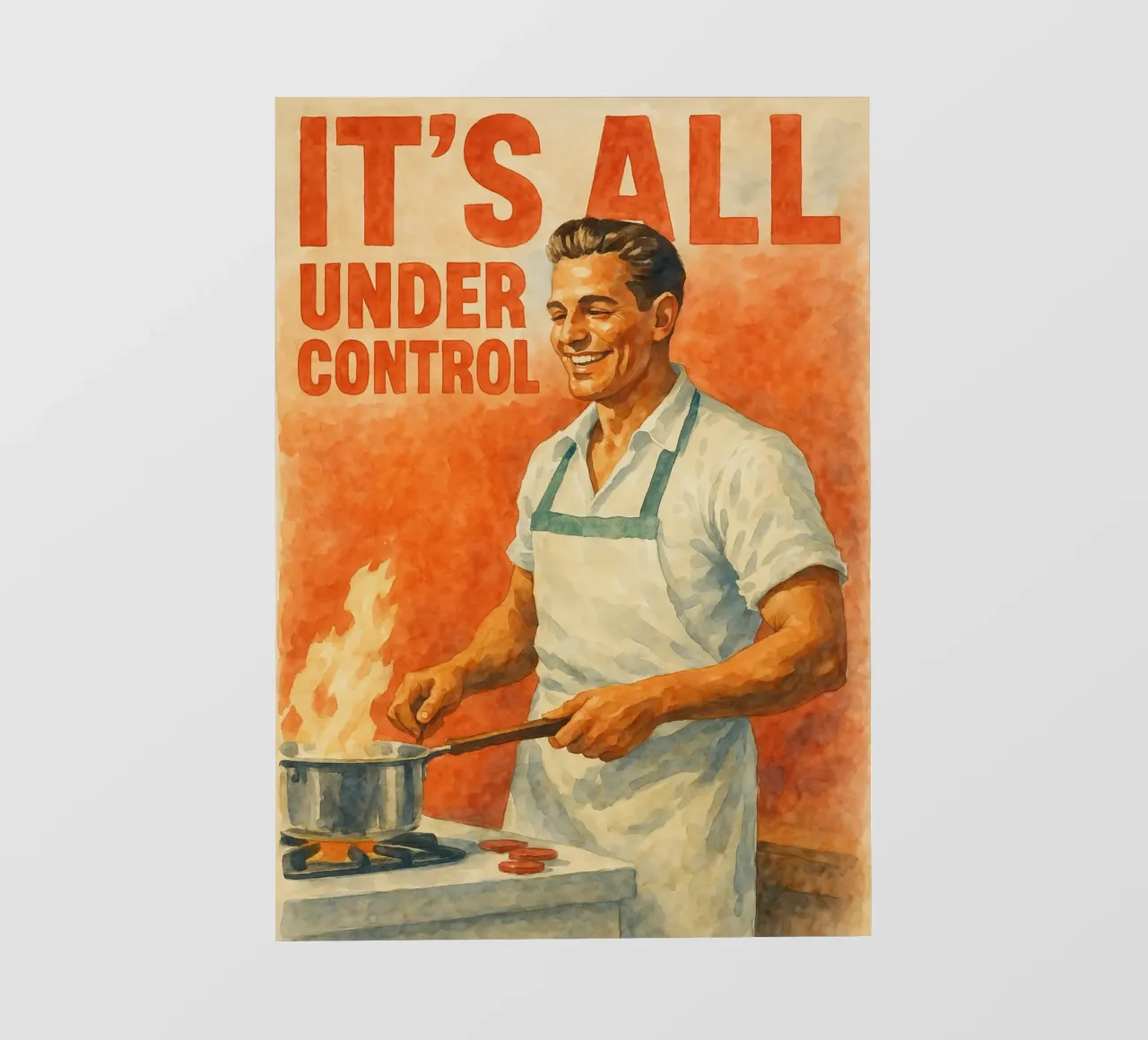 hombre cocinando todo bajo control divertido papel para pared de pakazi
