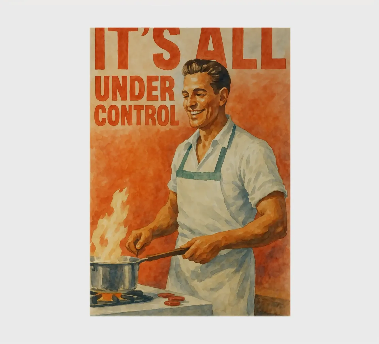 man cooking its all under control funny notebook by pakazi