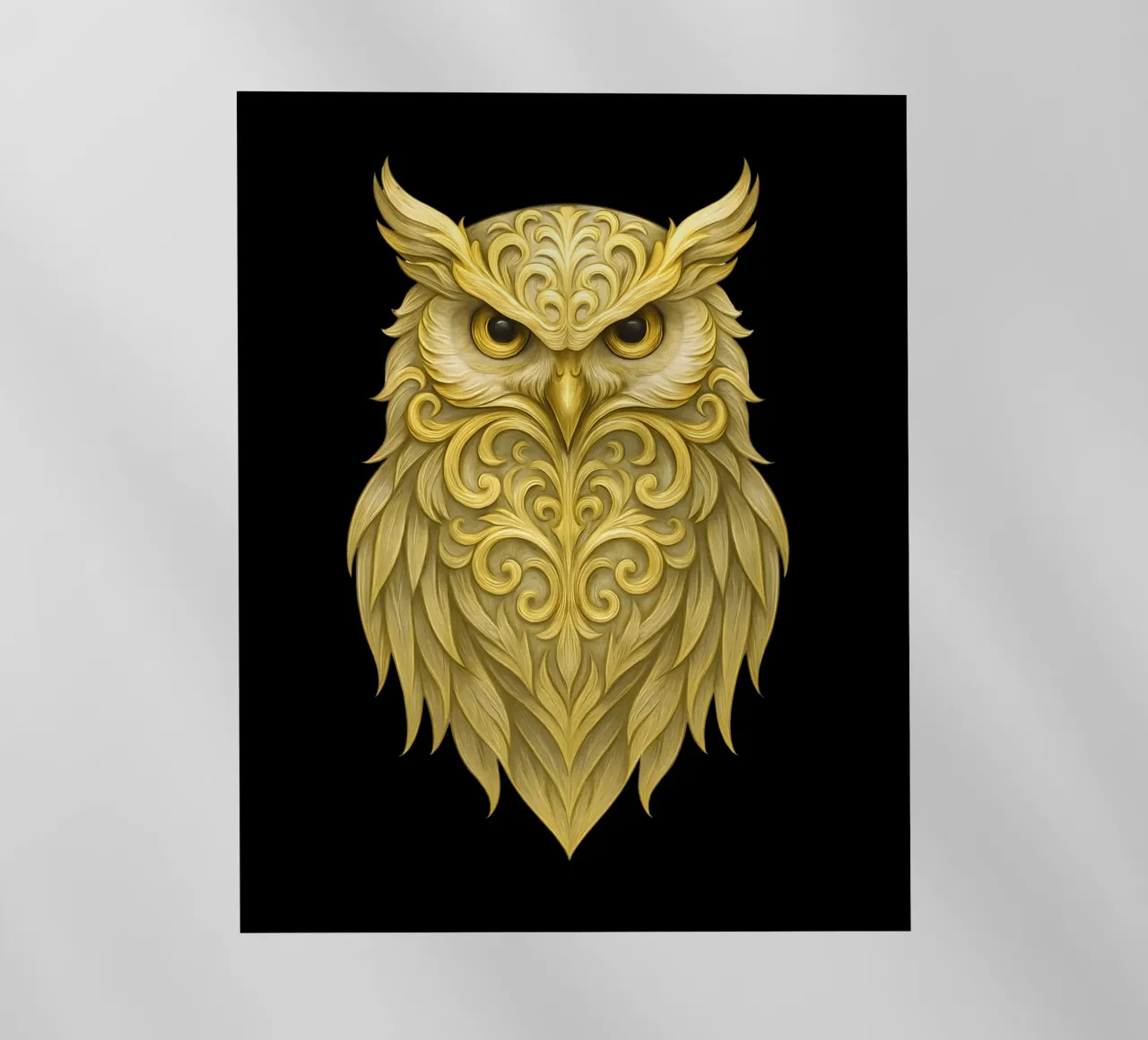 Gufo reale d'oro con motivi di piume ornate pellicola backlit da LM2KONE