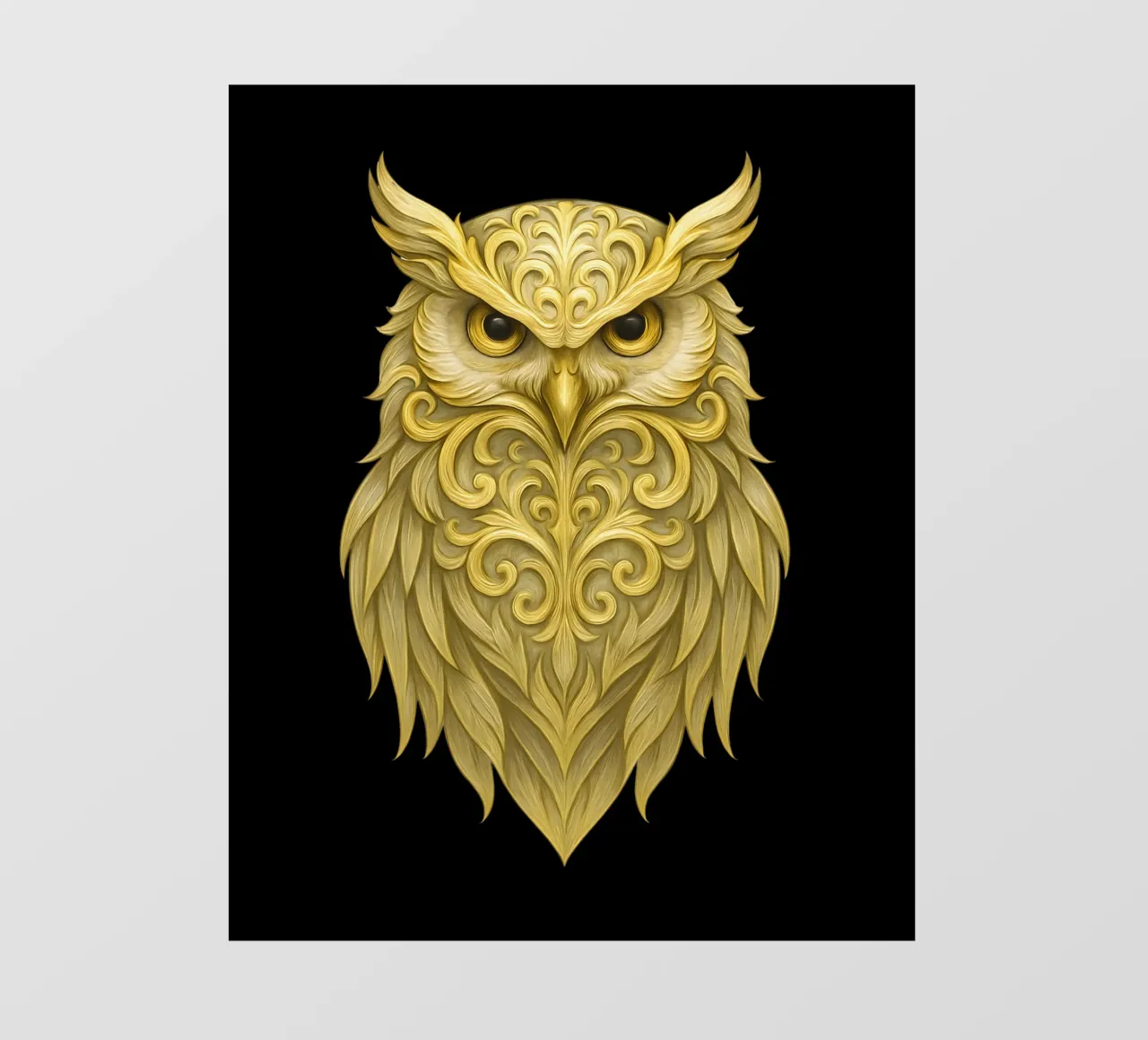 Gufo reale d'oro con motivi di piume ornate pellicola backlit da LM2KONE