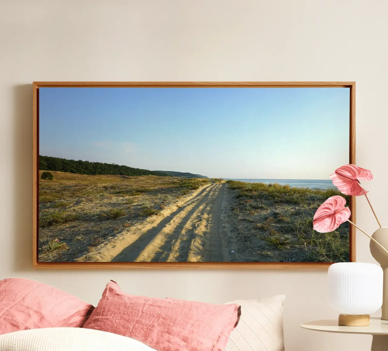 sandy path dune canvas with Floater frame by life of sands
