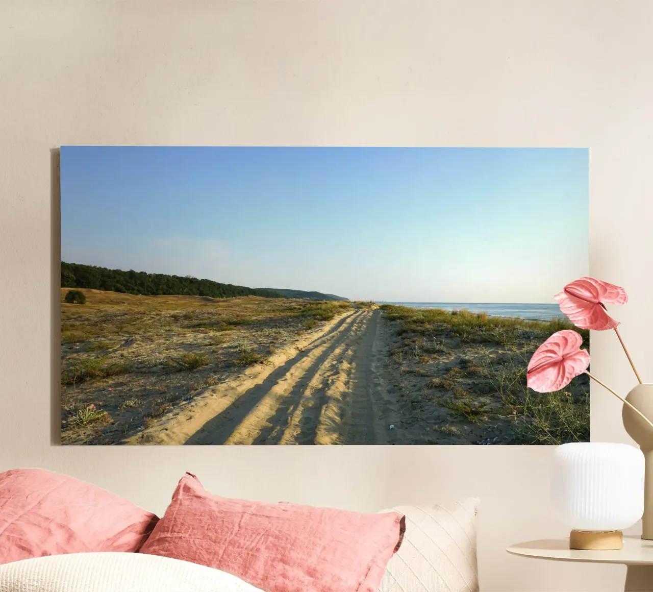 sandy path dune canvas with Floater frame by life of sands