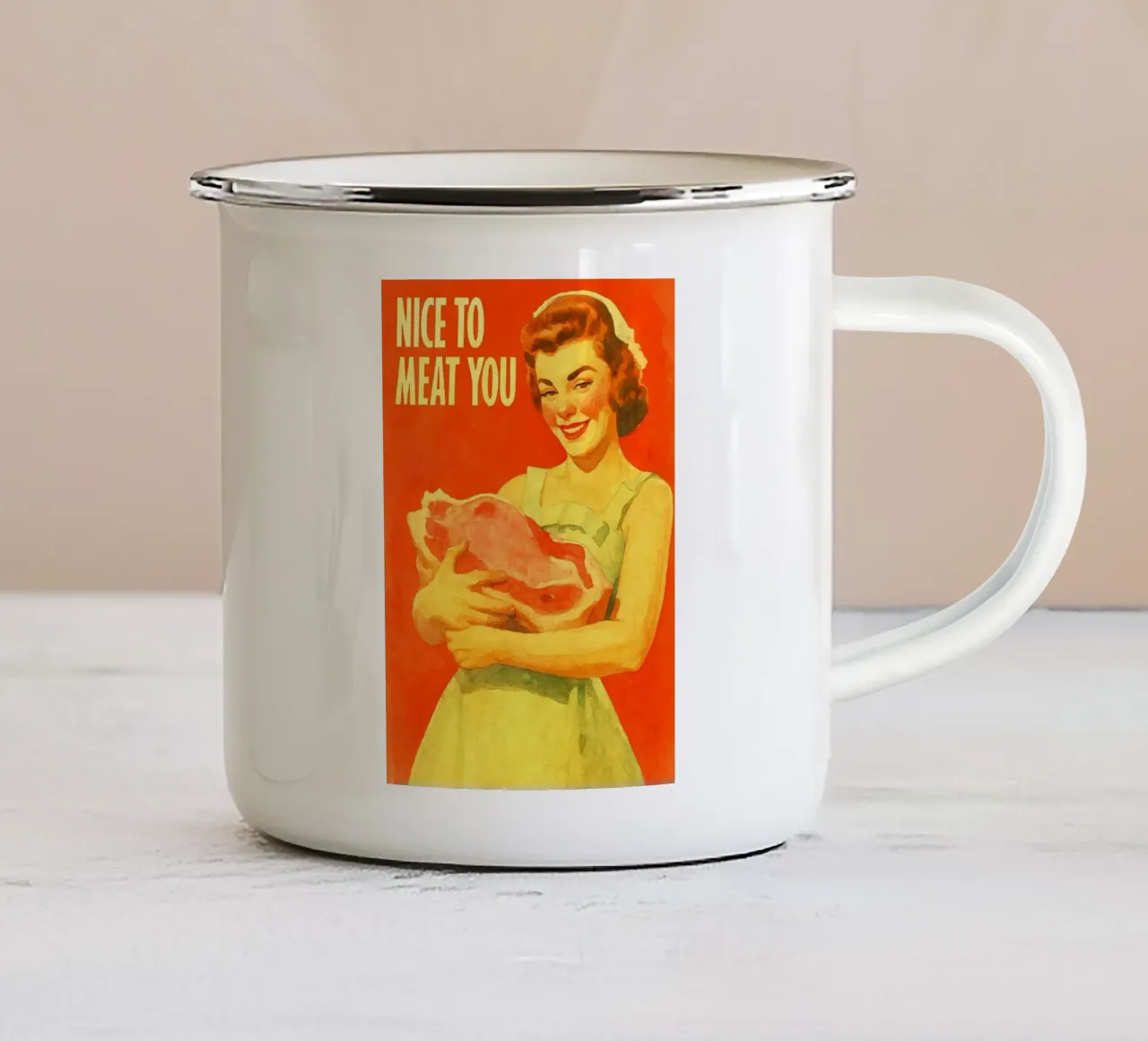 bello di carne voi donna pittura retrò classico tazza in smalto da pakazi