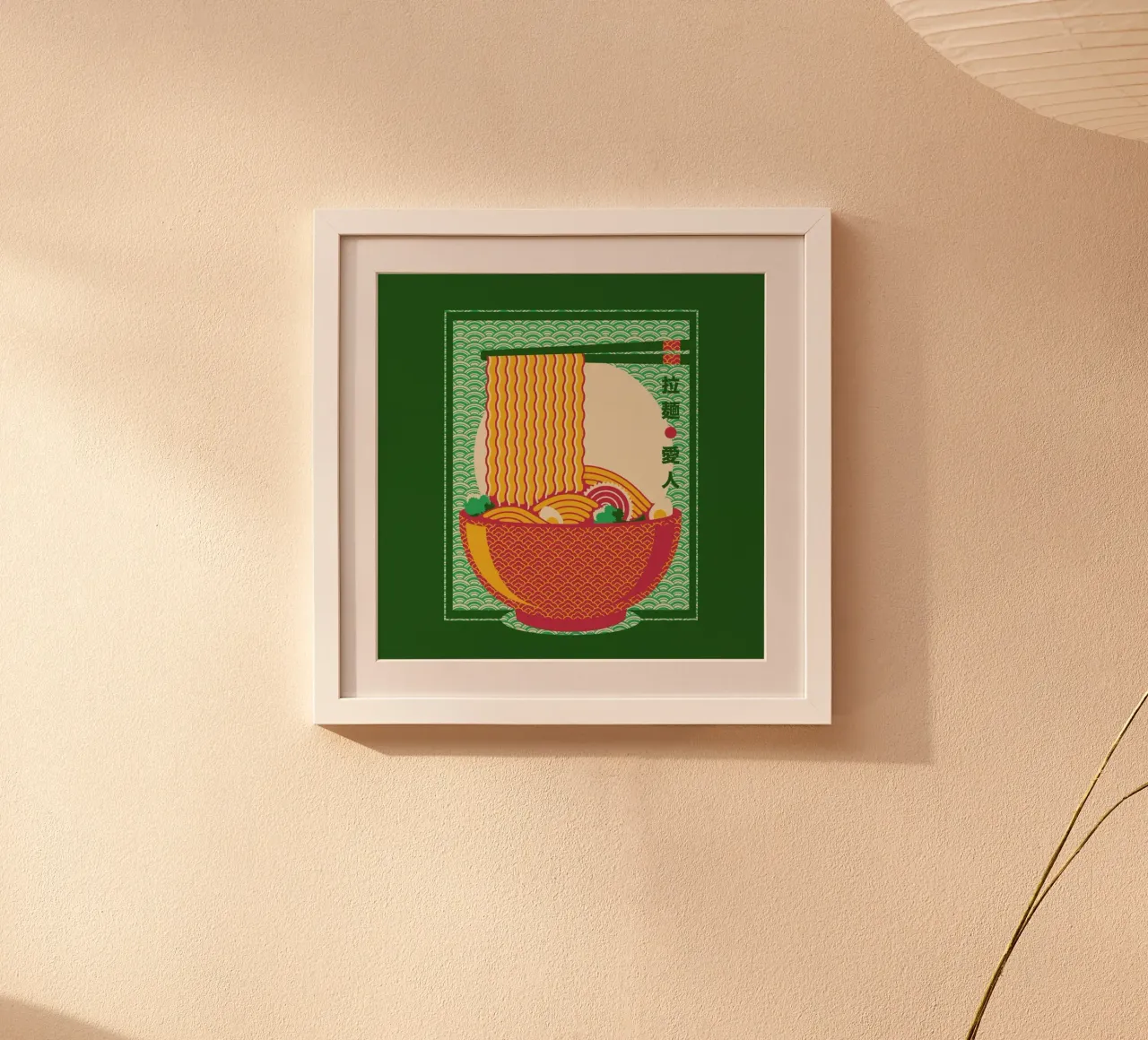 Minimalismo Tagliatelle Ramen Modello tradizionale giapponese poster con telaio in plastica da Tobe Fonseca