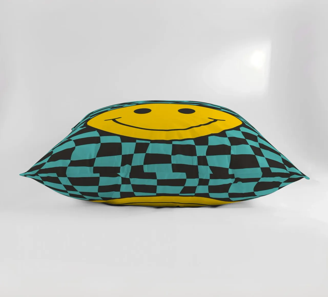 Smiley and wavy checker decorative cushion by Little Dean