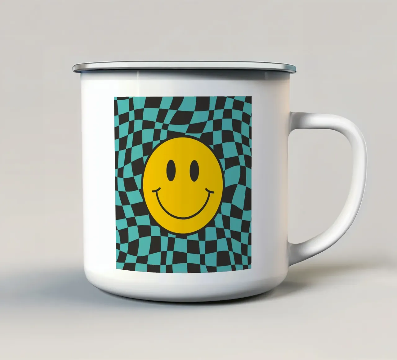 Sonrisas y ondas taza de esmalte de Little Dean