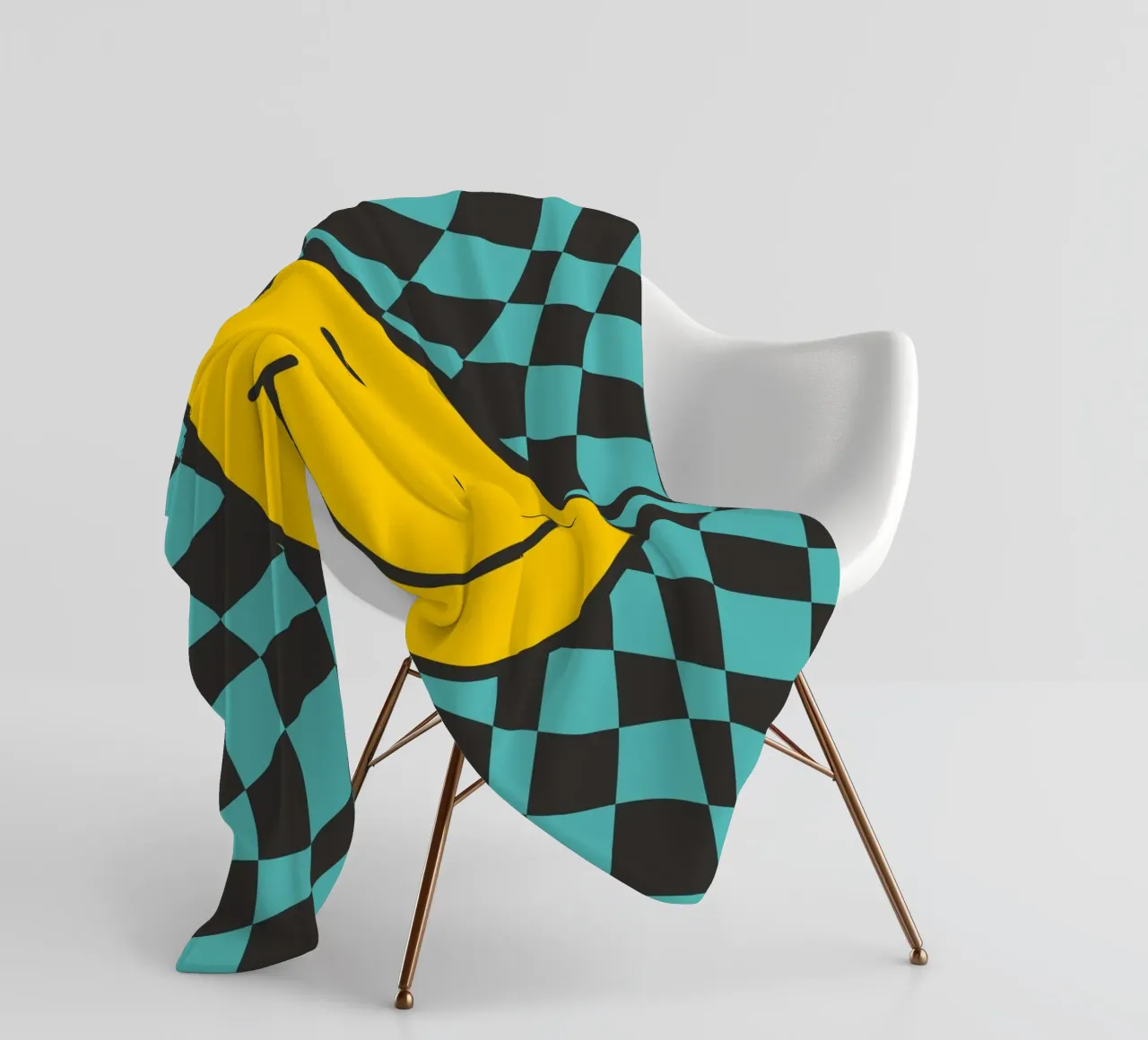 Smiley et damier ondulé plaid polaire de Little Dean