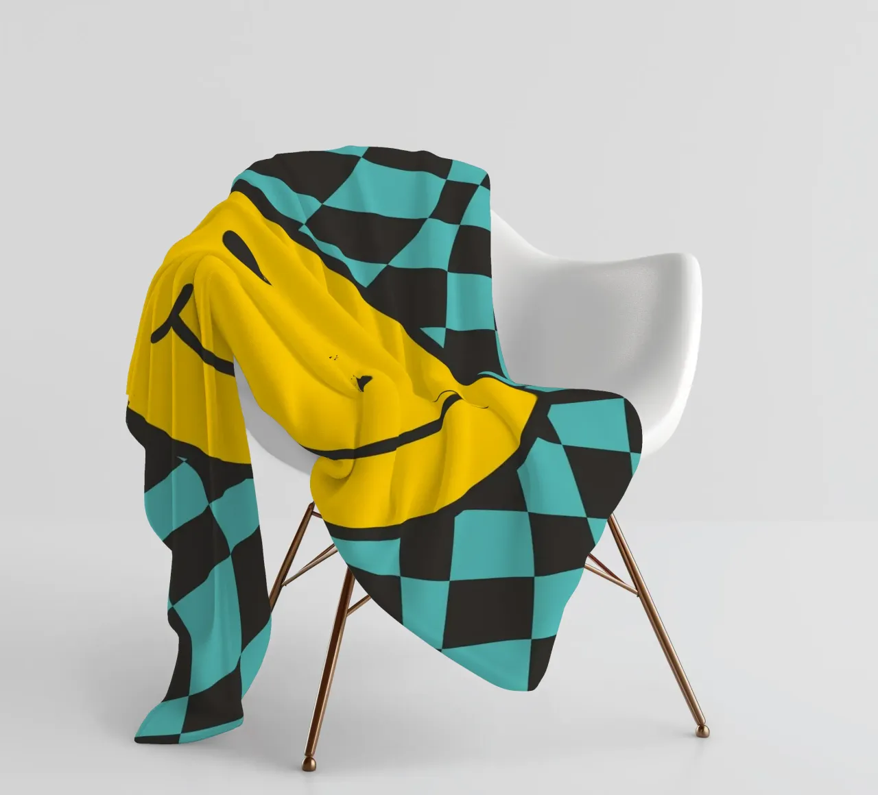 Smiley et damier ondulé plaid polaire de Little Dean