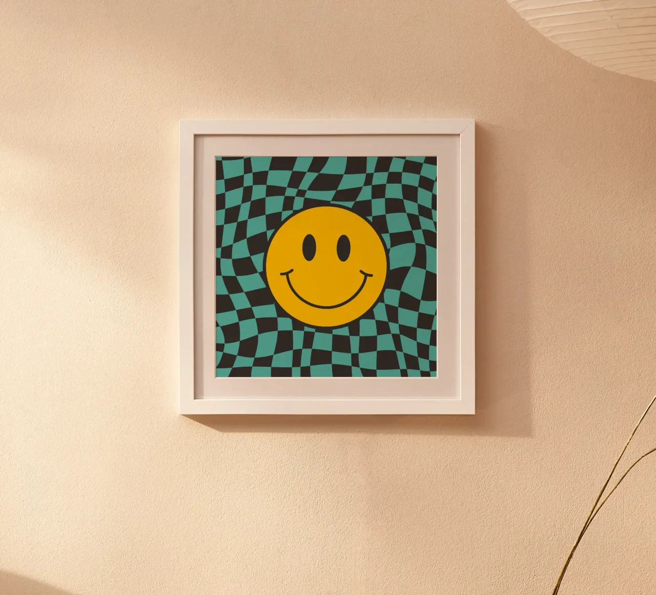 Smiley and wavy checker poster by Little Dean