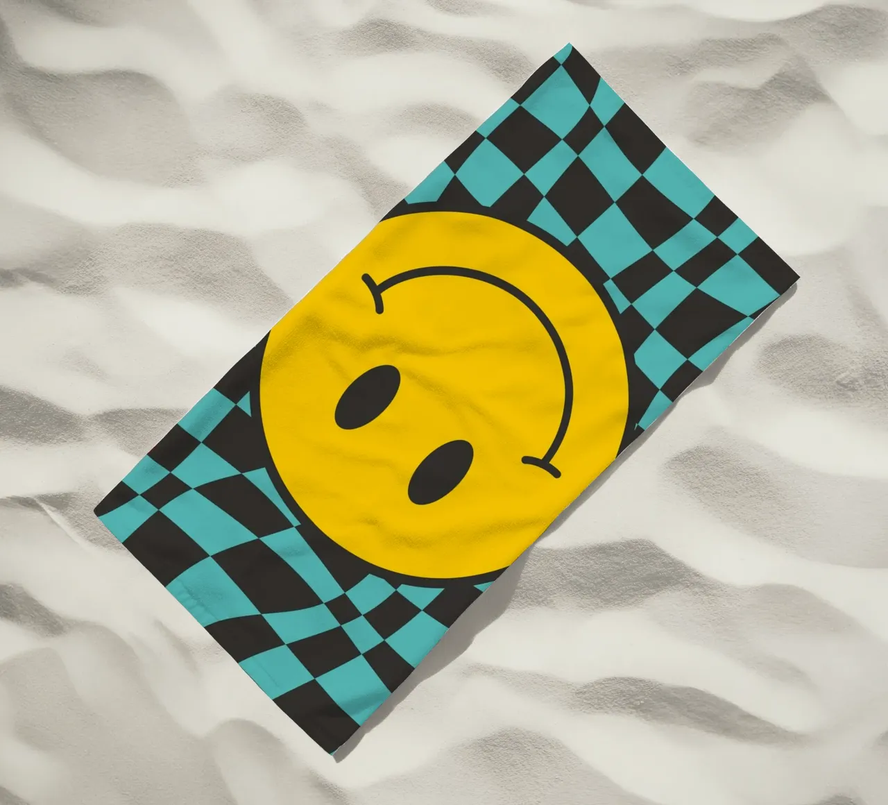 Smiley et damier ondulé serviette de plage de Little Dean