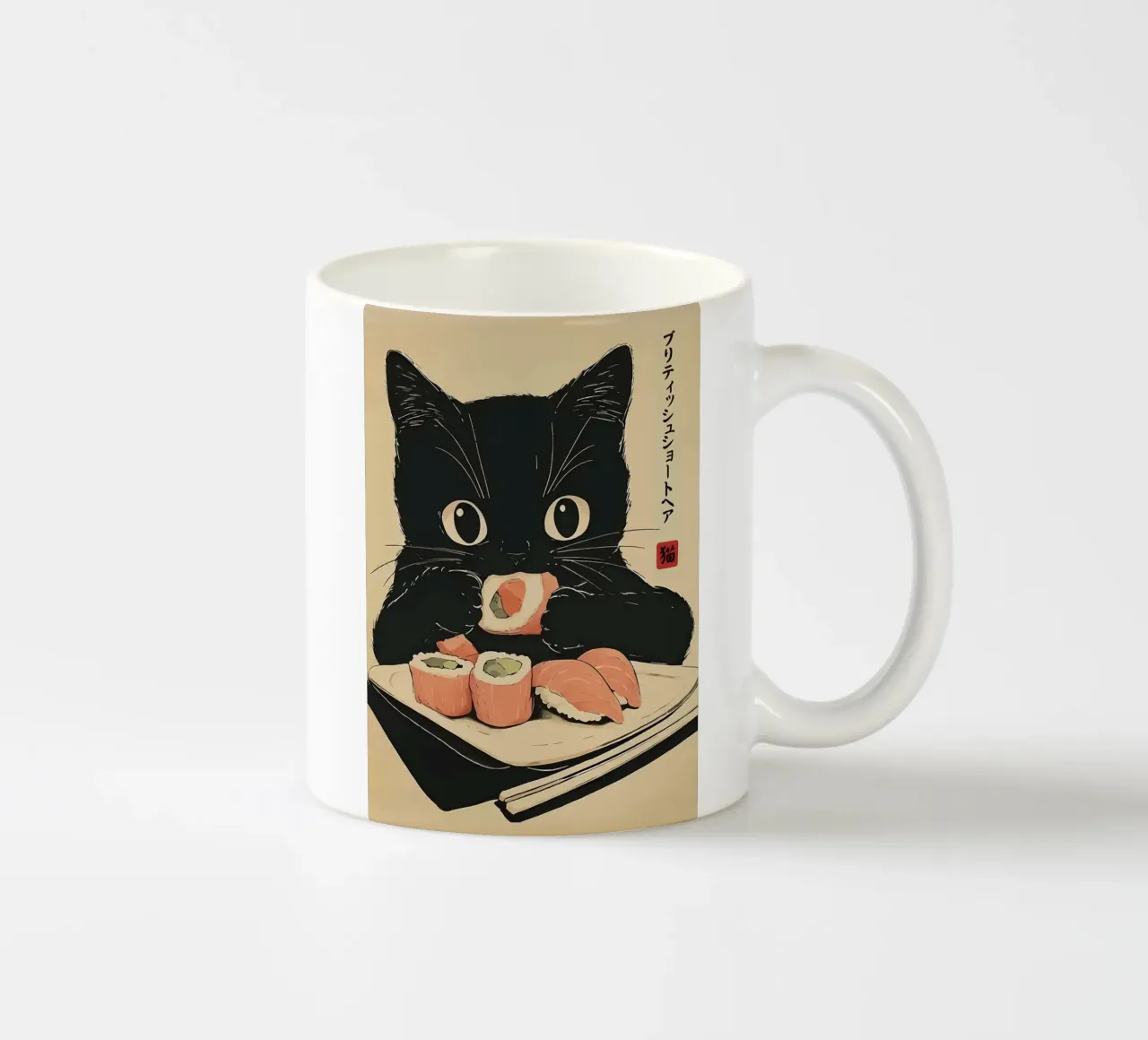 gatto sushi gattino tazza in ceramica da Bernadette Miller