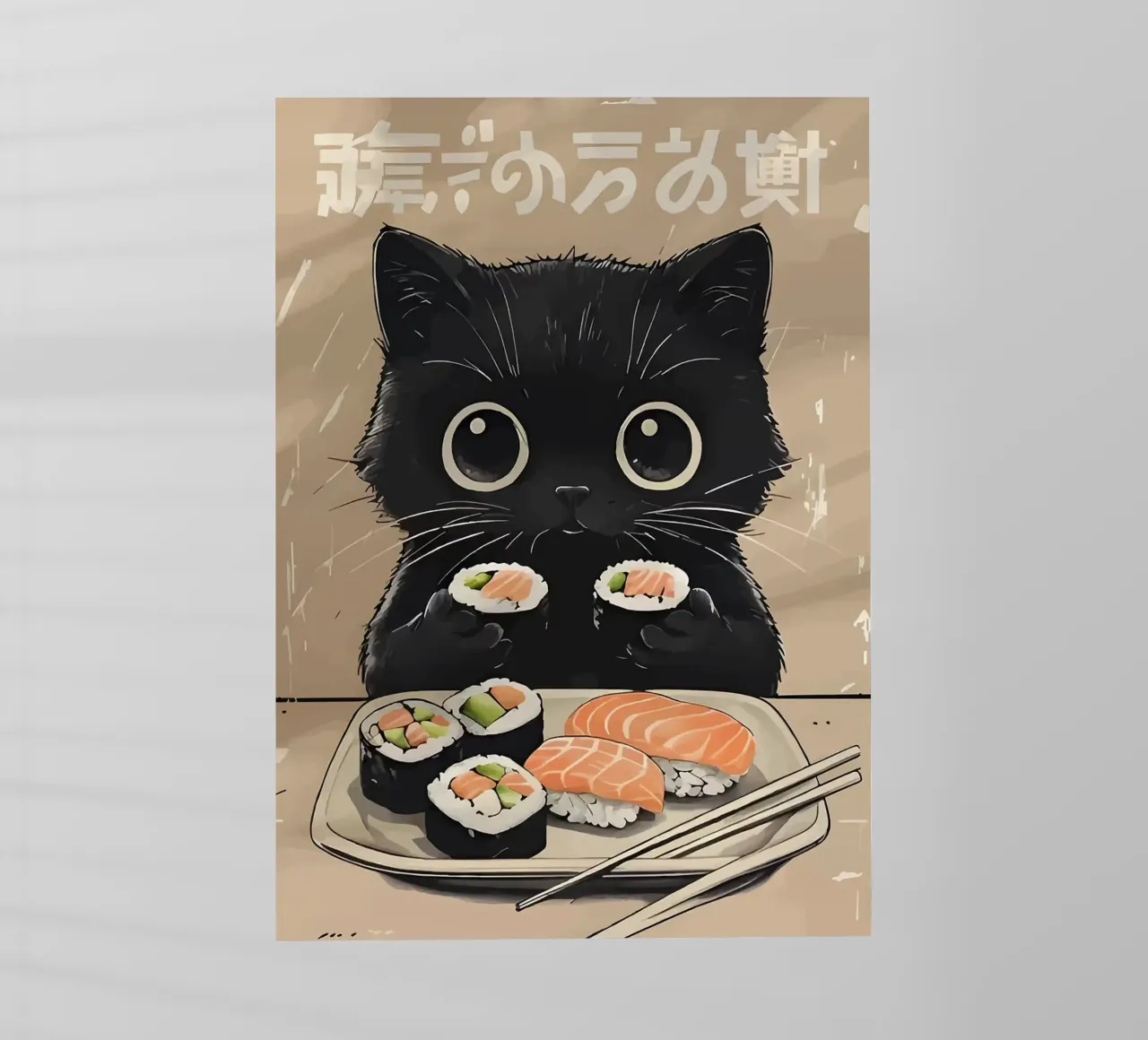 gatto nero gatto sushi pellicola backlit da Bernadette Miller