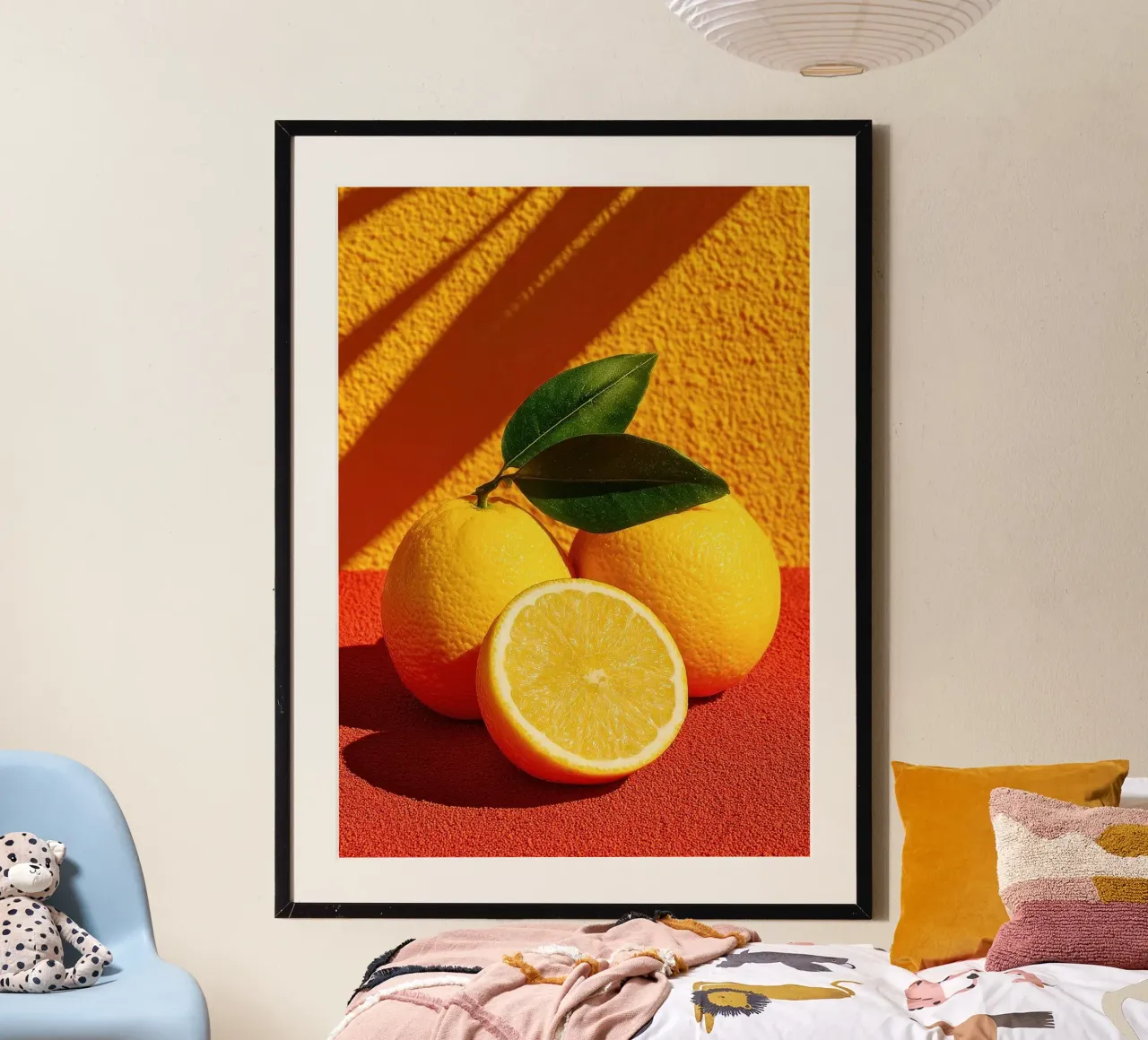 arance limone agrumi poster con telaio in alluminio da Bernadette Miller