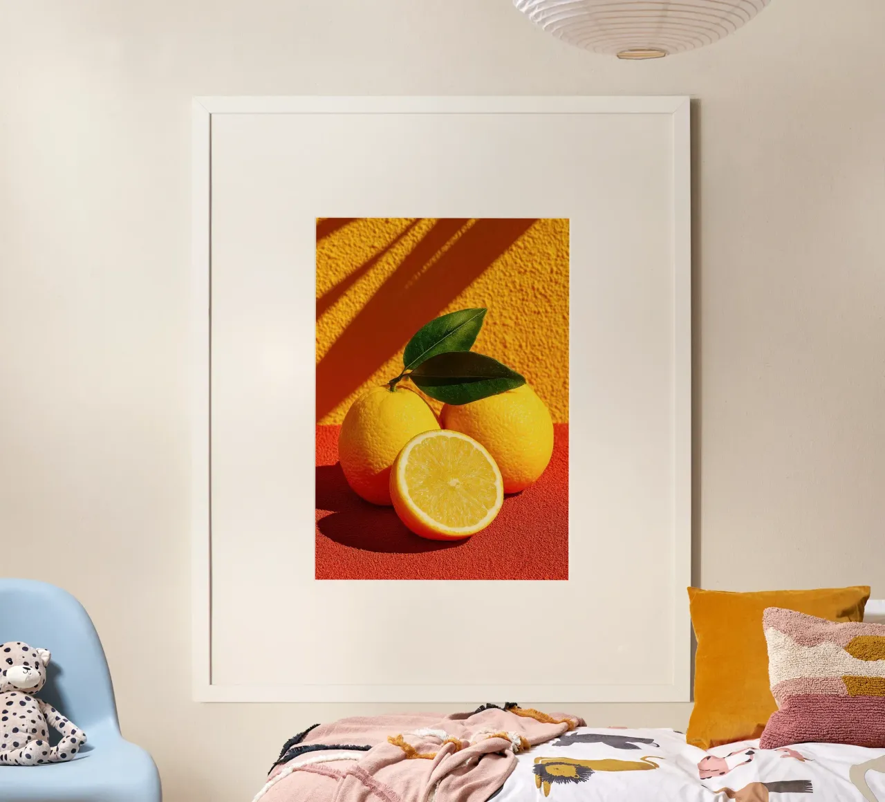 arance limone agrumi poster con telaio in alluminio da Bernadette Miller