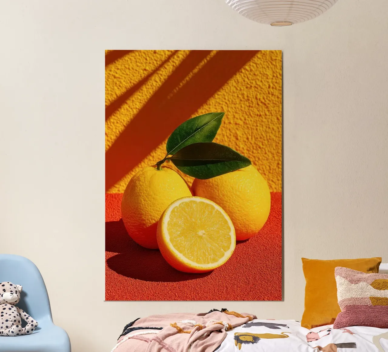 arance limone agrumi poster con telaio in alluminio da Bernadette Miller