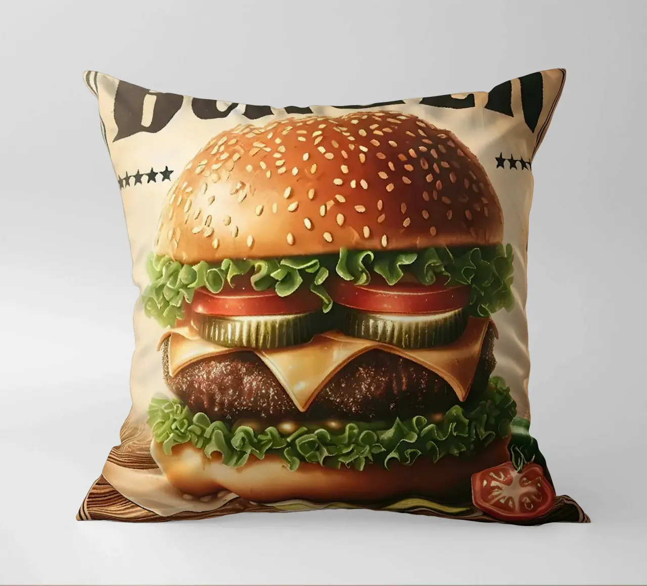 hamburger lattuga pomodoro cuscino da Bernadette Miller