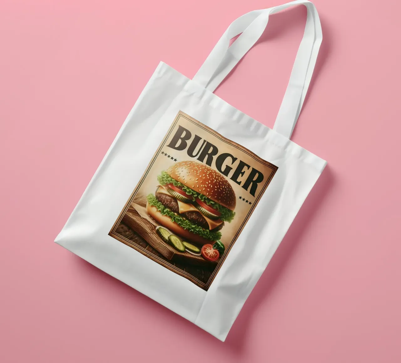 hamburger lattuga pomodoro borsa in juta da Bernadette Miller
