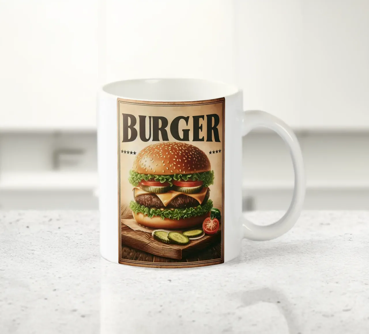 hamburger lattuga pomodoro tazza in ceramica da Bernadette Miller