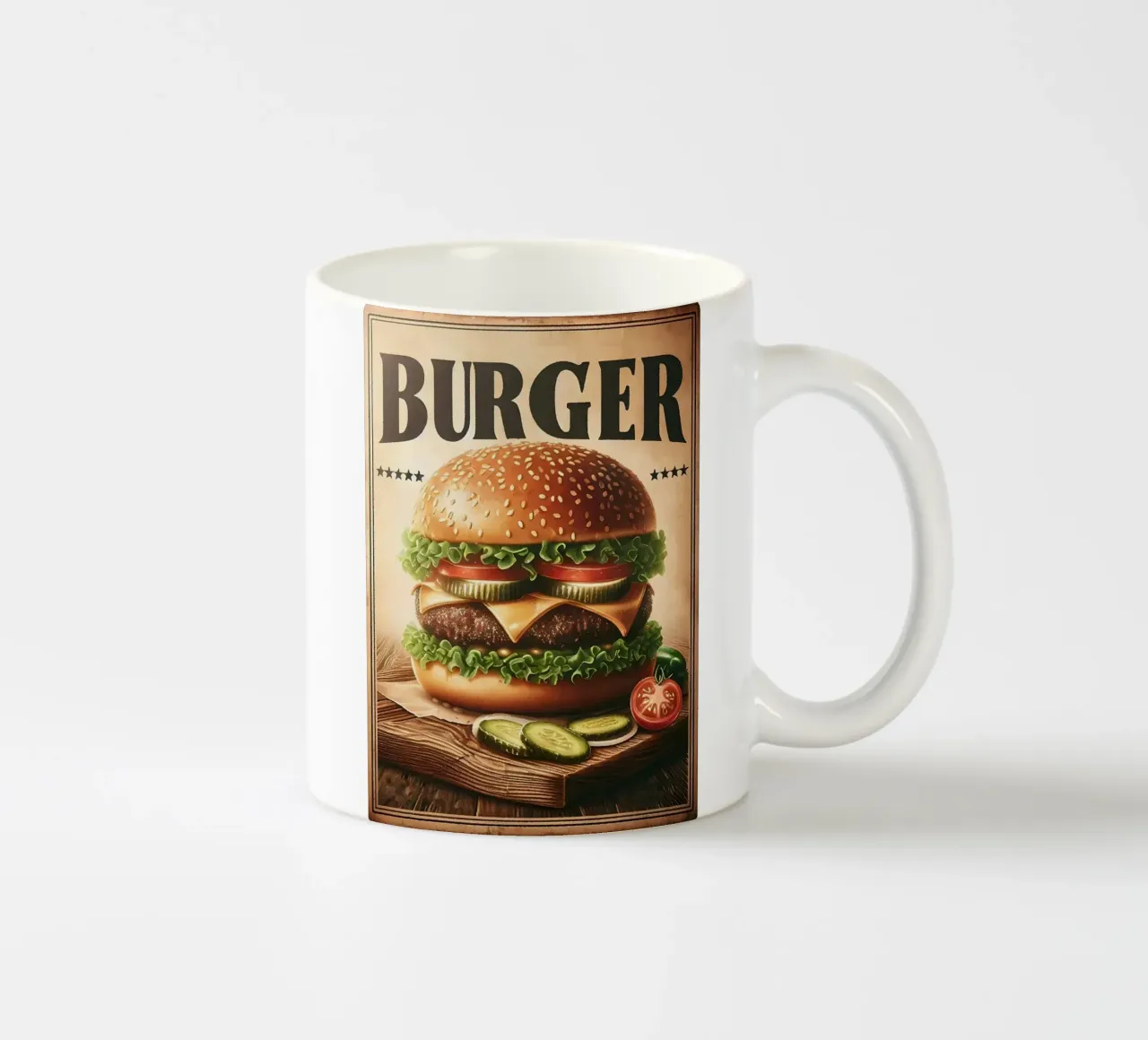 hamburger lattuga pomodoro tazza in ceramica da Bernadette Miller