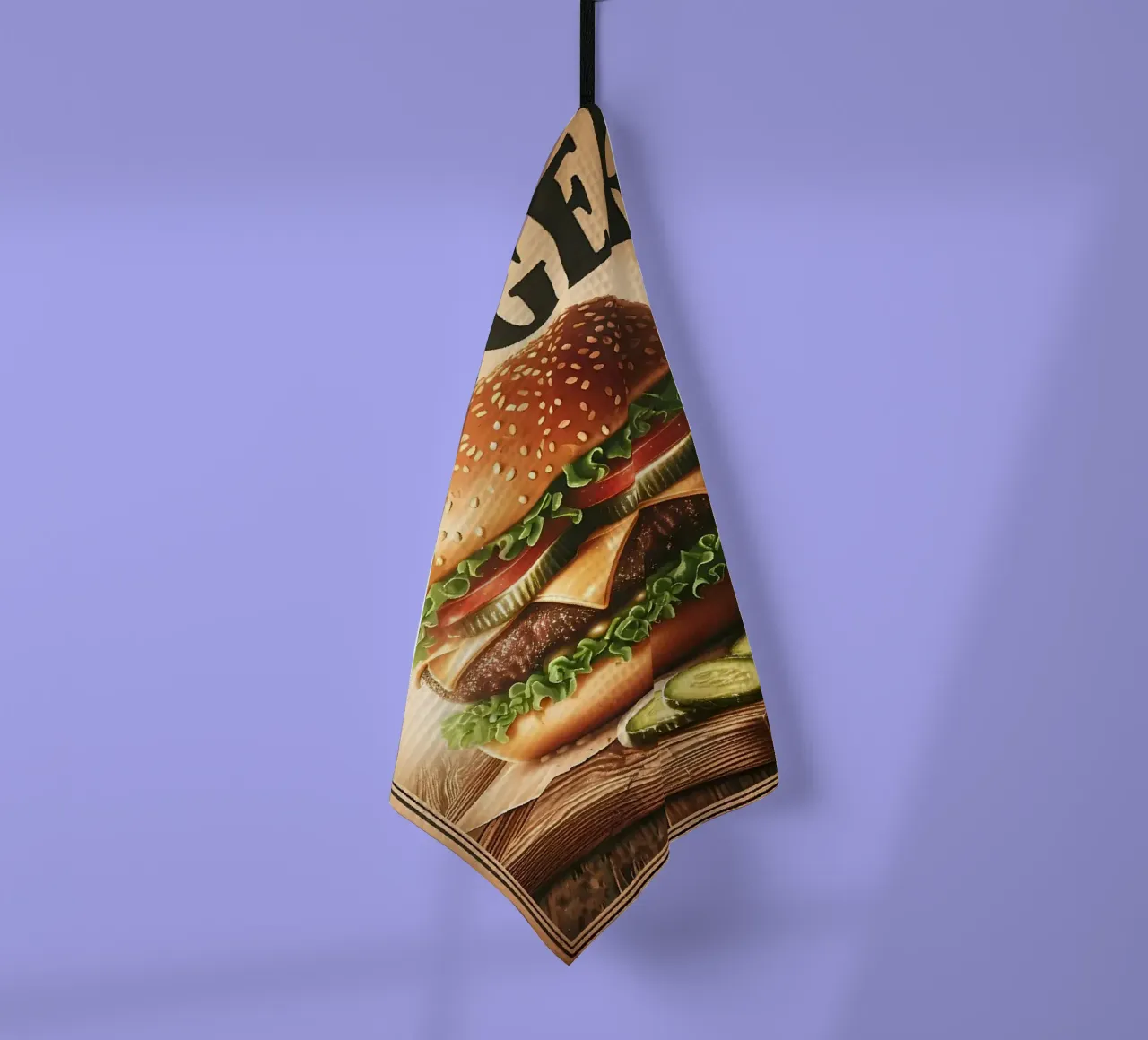 hamburger laitue tomate torchon de Bernadette Miller
