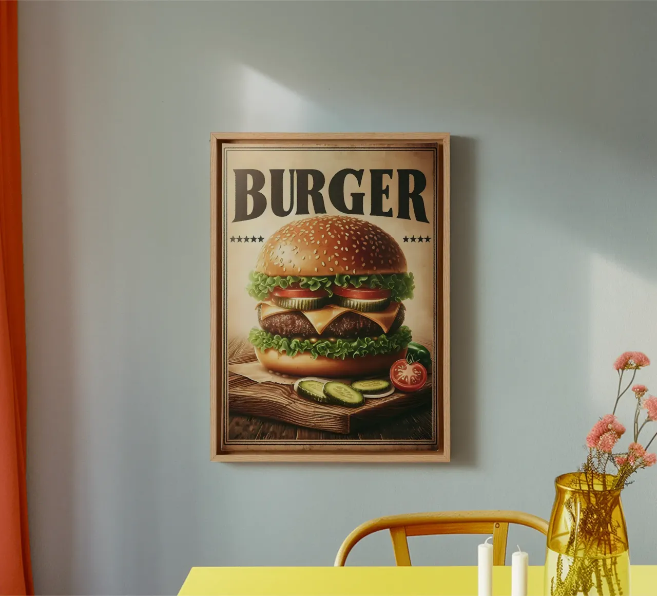 hamburger lattuga pomodoro tela da Bernadette Miller
