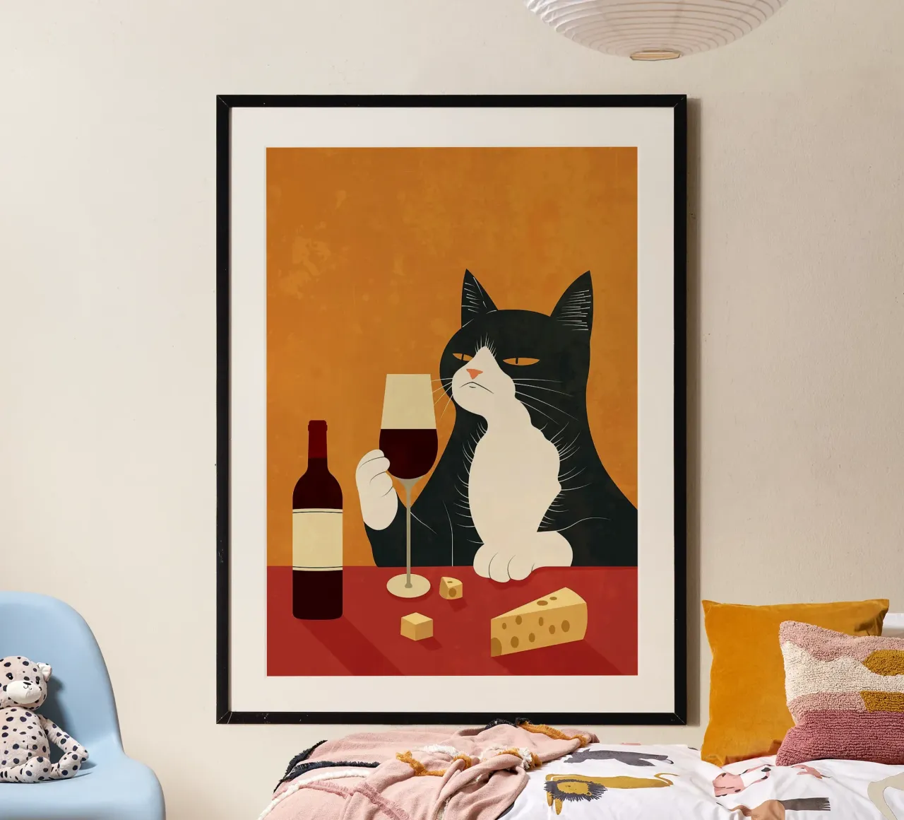 Katze Wein Glas Flasche Hahnemühle von Bernadette Miller