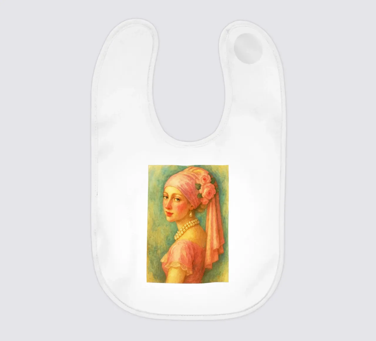 retro classico pittura ragazza con orecchini di perle bavaglino da pakazi