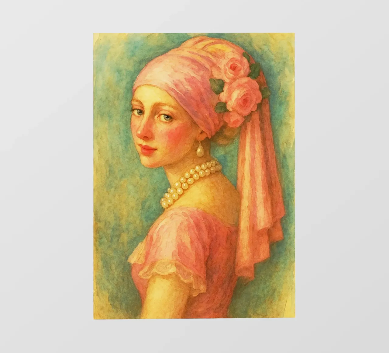 retro classico pittura ragazza con orecchini di perle telo in pvc da pakazi