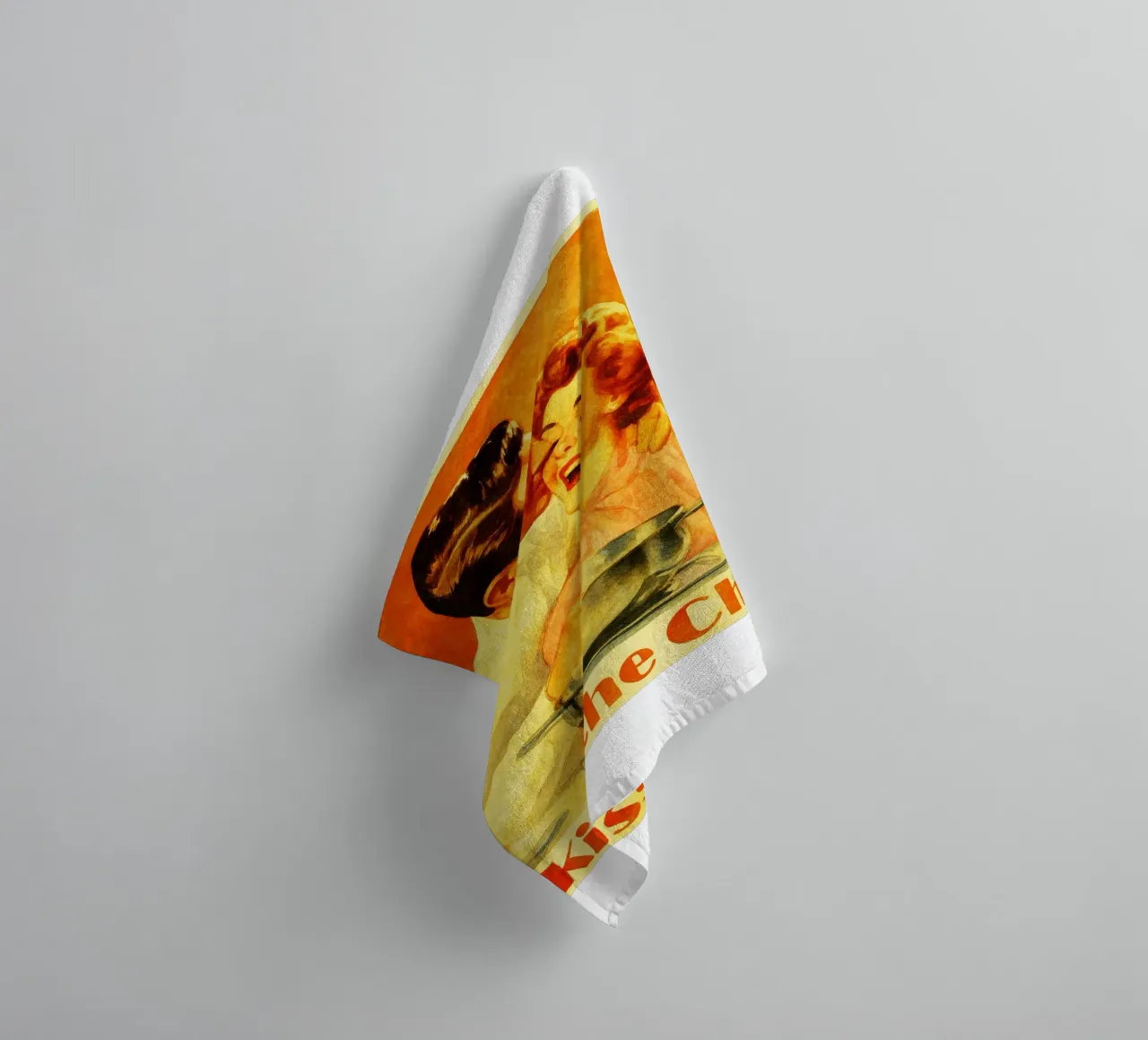 retro couple kiss the chef towel by pakazi