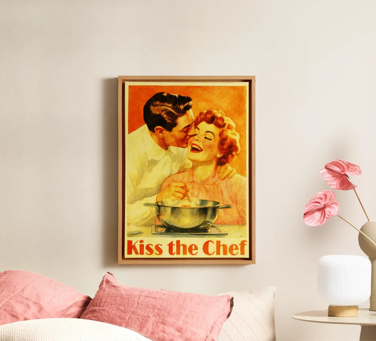 retro koppel kust de chef canvas met Baklijst van pakazi