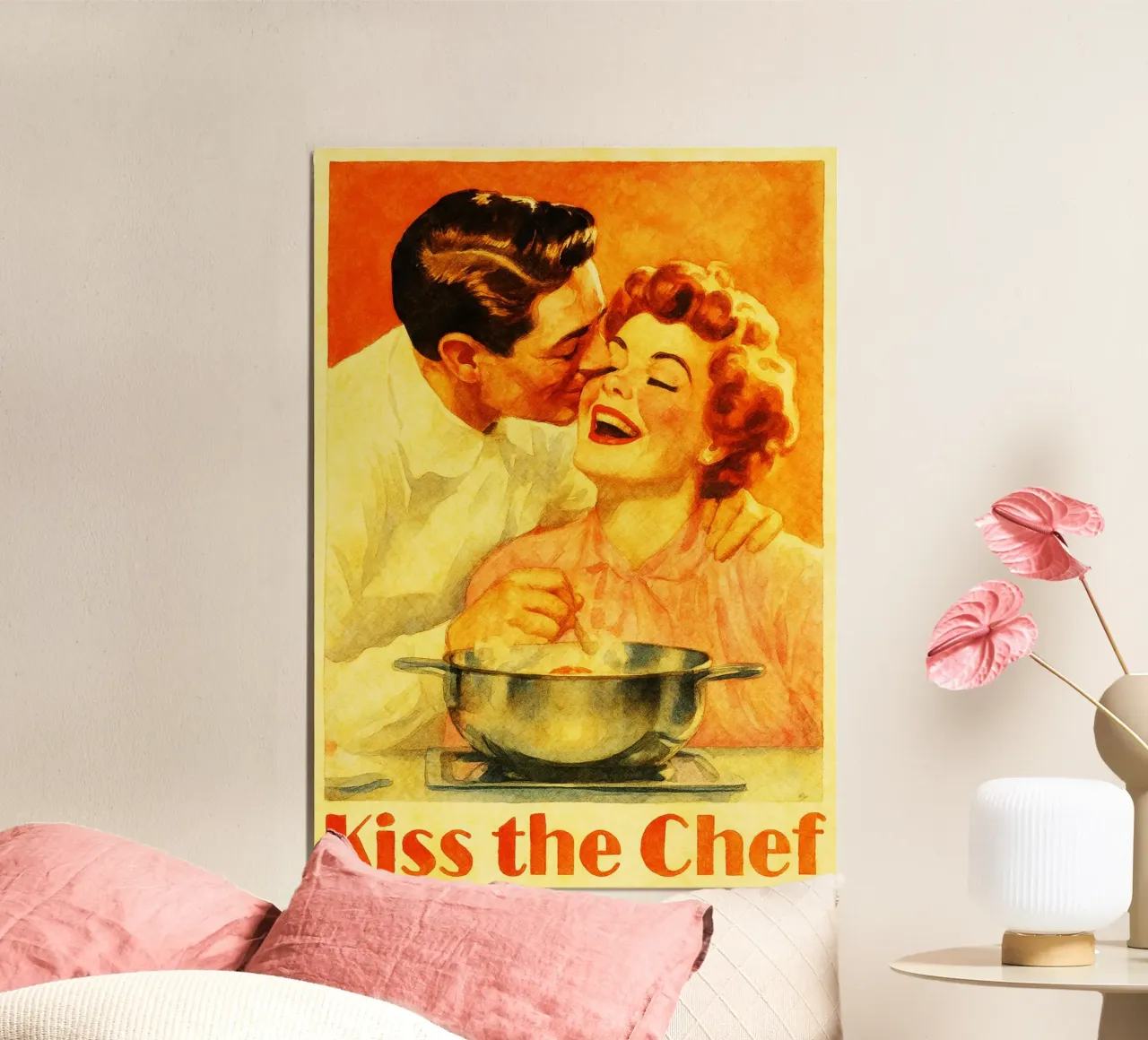 Coppia retrò bacia lo chef poster da pakazi